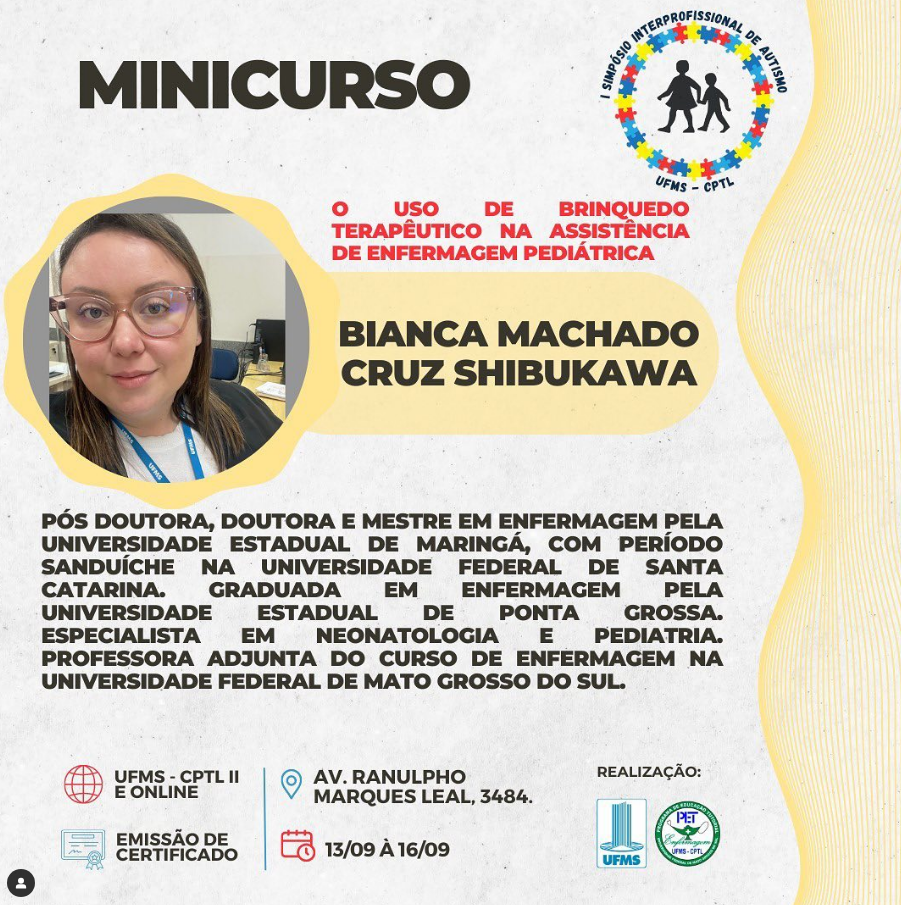16 de setembro de 2023 Minicurso o uso de brinquedos terapêuticos na assistência de enfermagem pediátrica