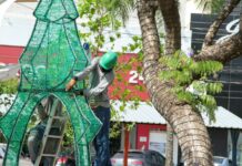 Decoração natalina começa a ser instalada em Três Lagoas