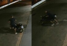 Câmeras registram furto de motocicleta em frente a mercadinho no Santa Rita