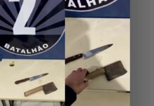 “Vou te matar”: homem é preso após ameaçar ex-companheira com faca e machadinha