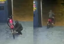 Ladrão cobre o rosto e leva bicicleta elétrica em menos de 10 segundos no Santos Dumont