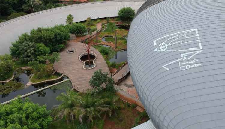 Obra inacabada do Aquário do Pantanal no Parque das Nações Indígenas (Foto: Marcos Ermínio)