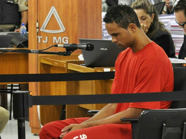 Bruno durante o julgamento da morte Eliza Samúdio (Foto: Renata Caldeira /TJMG)