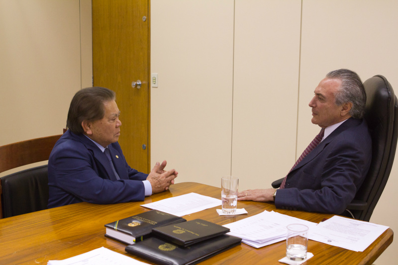 Michel Temer enfatizou que o parlamentar sul-mato-grossense tem contribuído para que o PMDB seja respeitado e atuante na Câmara dos Deputados e no Senado Federal.Foto: Assessoria