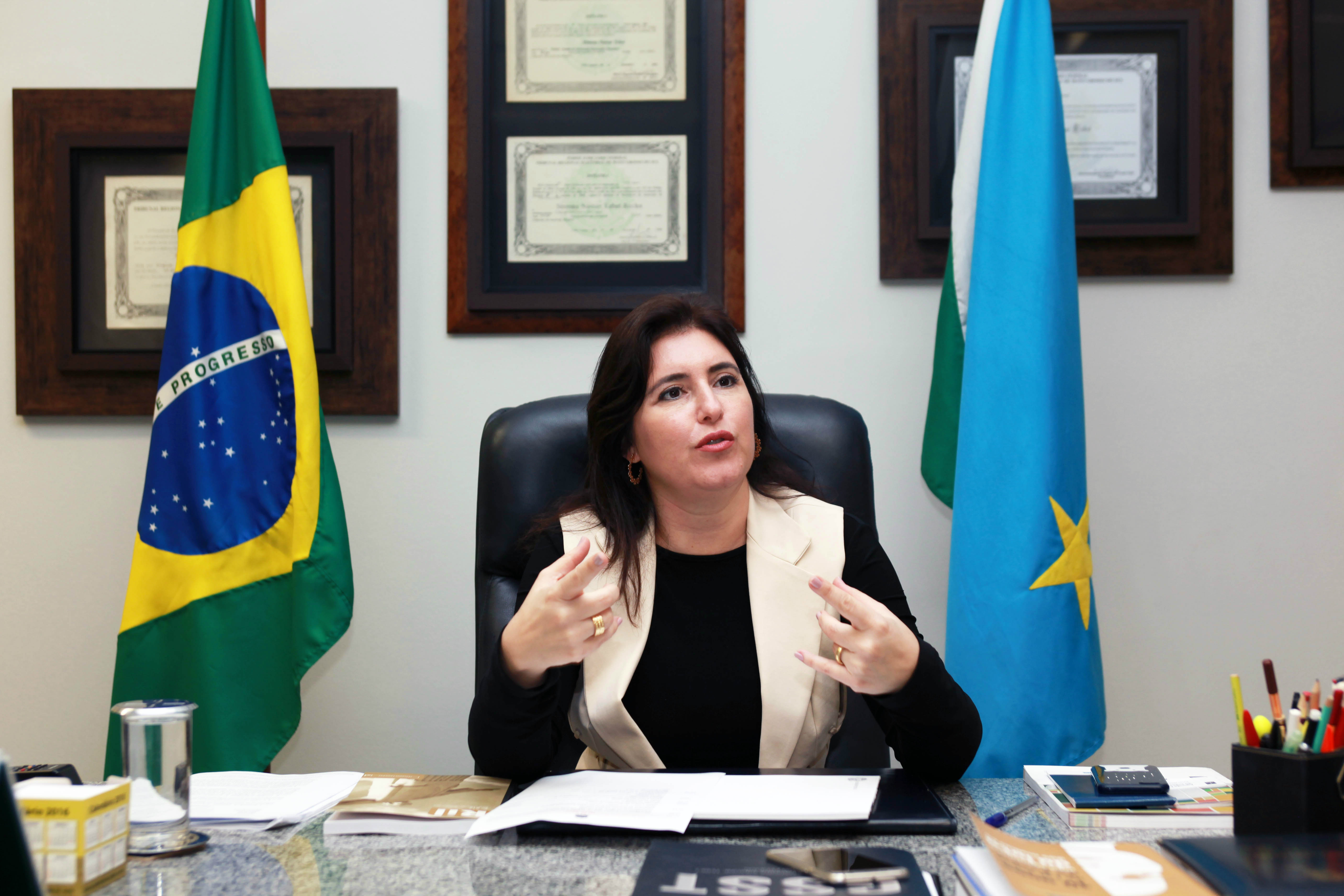 Simone Tebet (PMDB-MS) ressaltou a importância de se incluir o passivo do Consórcio UFN 3 com os fornecedores da obra.Foto: Roberto Castello