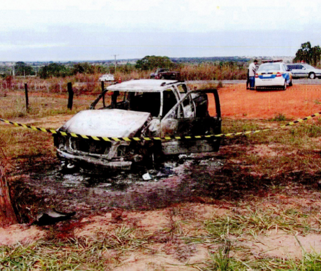 A caminhonete de José Cícero foi encontrada incendiada na rodovia 158, entre Três Lagoas e Brasilândia-MS. (Foto: Divulgação).