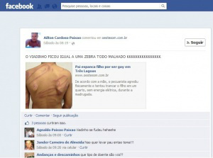O compartilhamento que está gerando polêmica no Facebook. (Foto: Reprodução Facebook)