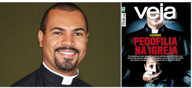 Padre Fabiano, à esquerda, foi preso em flagrante delito e, se condenado, pode pegar até 15 anos de prisãoDivulgação/Arquidiocese de Uberaba/Reprodução/Veja