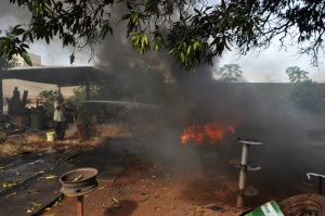 O incêndio destruiu o veículo (Foto: Marcelo Calazans)