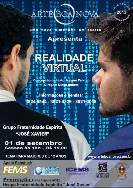 O apoio cultural é da Fundação de Cultura de Mato Grosso do Sul, Federação Espírita de MS, Fundação Chico Xavier e Instituto de Cultura Espírita de MS.
