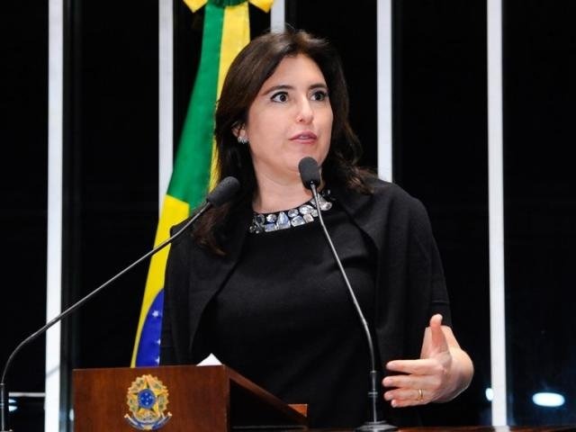 Senadora Simone Tebet (MDB), durante sessão em Brasília (Foto: Waldemir Barreto/Agência Senado)