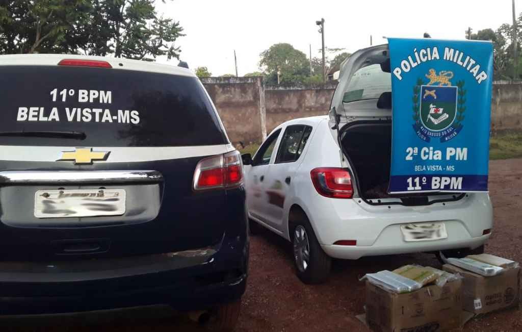 Carro apreendido pela PM em ação nesta madrugada. Foto: Divulgação