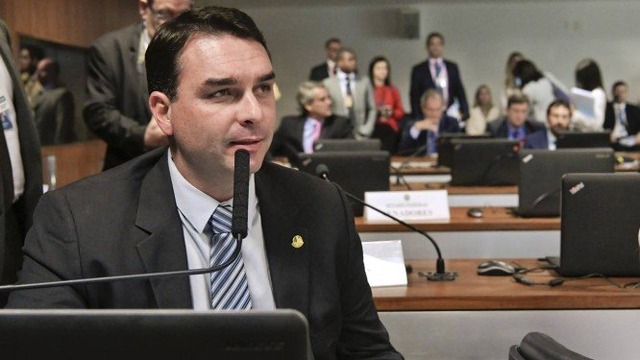 O senador Flávio Bolsonaro, durante audiência pública na CCJ do Senado Foto: Geraldo Magela/Agência Senado/27-03-2019