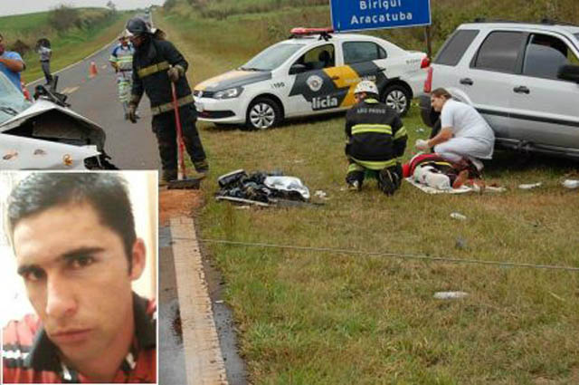 Vitima é socorrida na margem da rodovia Teotônio Vilella; no detallhe, Adilson Neto, que morreu. Foto: Charles Caleb