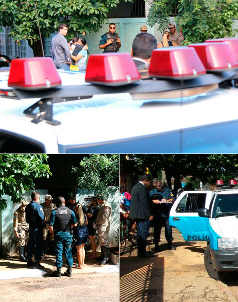 Policiais e bombeiros estiveram no local onde o corpo foi encontrado