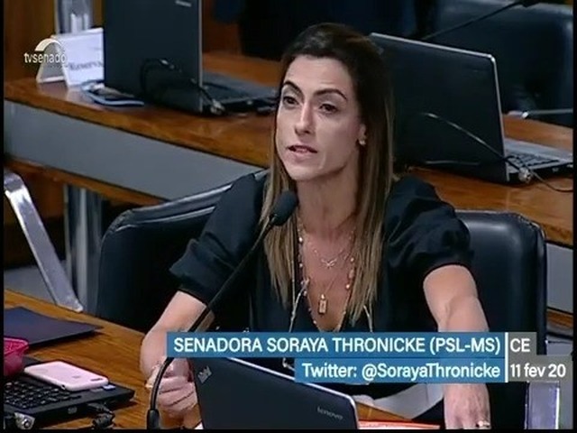 Soraya Thronicke durante audiência no Senado na tarde desta terça-feira (Foto: Reprodução)