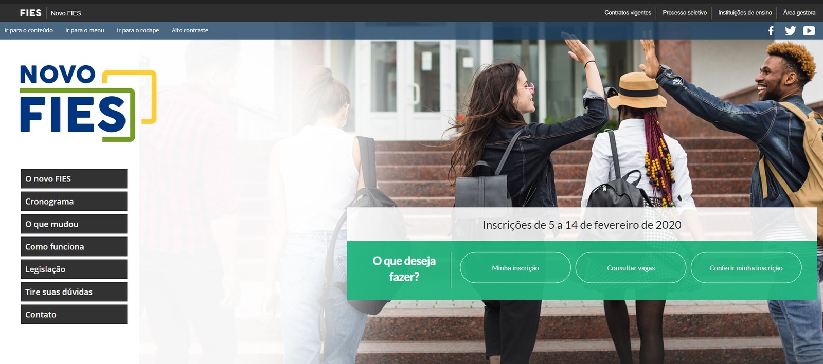 Fies teve inscrições prorrogadas até a sexta-feira(14) — Foto: Reprodução site Fies