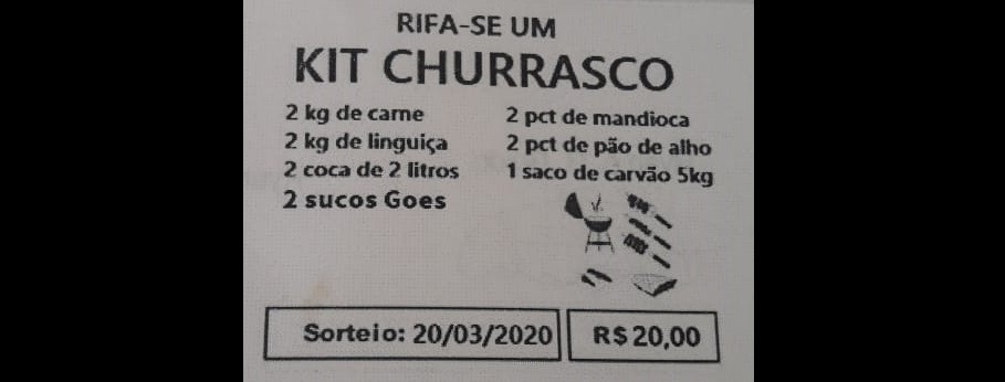 Rifa de Kit Churrasco para angariar fundos para uma cirurgia de reversão de Laqueadura. Foto: Arquivo pessoal.