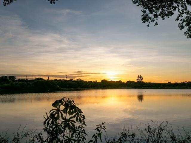 Nascer do sol na região do Lago do Amor, em Campo Grande. (Foto: Henrique Kawaminami)