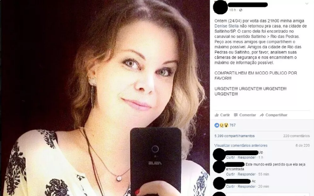Mulher de 31 anos desaparecida em Saltinho mobilizou amigos nas redes sociais (Foto: Reprodução/Facebook)