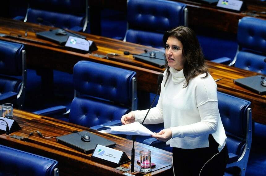 Simone Tebet procura por votos para se eleger presidente do Senado (Foto: Reprodução)