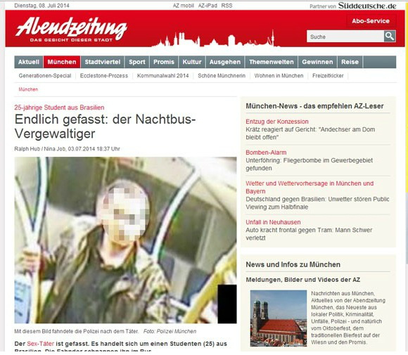 No site do jornal “Abendzeitung” que é popular e de grande circulação em Munique, foi divulgada matéria sobre caso (Foto: Reprodução/ Internet)