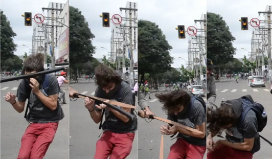 Sequência de fotos registra agressão a Mateus (Foto: Arquivo pessoal/Luiz da Luz)