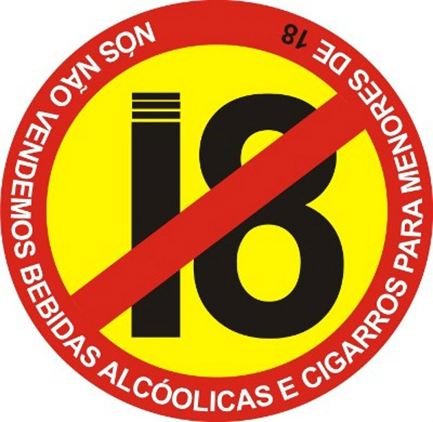 Adesivo de campanha contra a venda de bebidas alcoólicas para menores de 18 anos.Foto: Divulgação