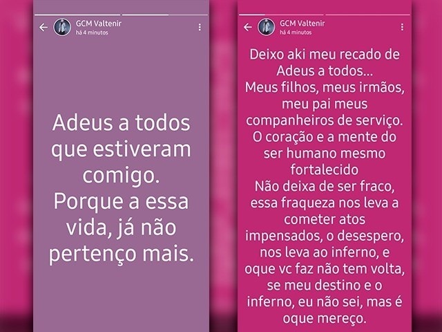 Mensagens postada por Valtenir no WhatsApp (Foto: Reprodução/WhatsApp)