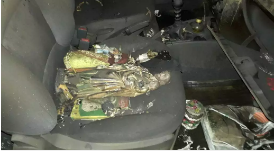 Imagem de São José, que estava no veículo, não foi danificada (Divulgação) 