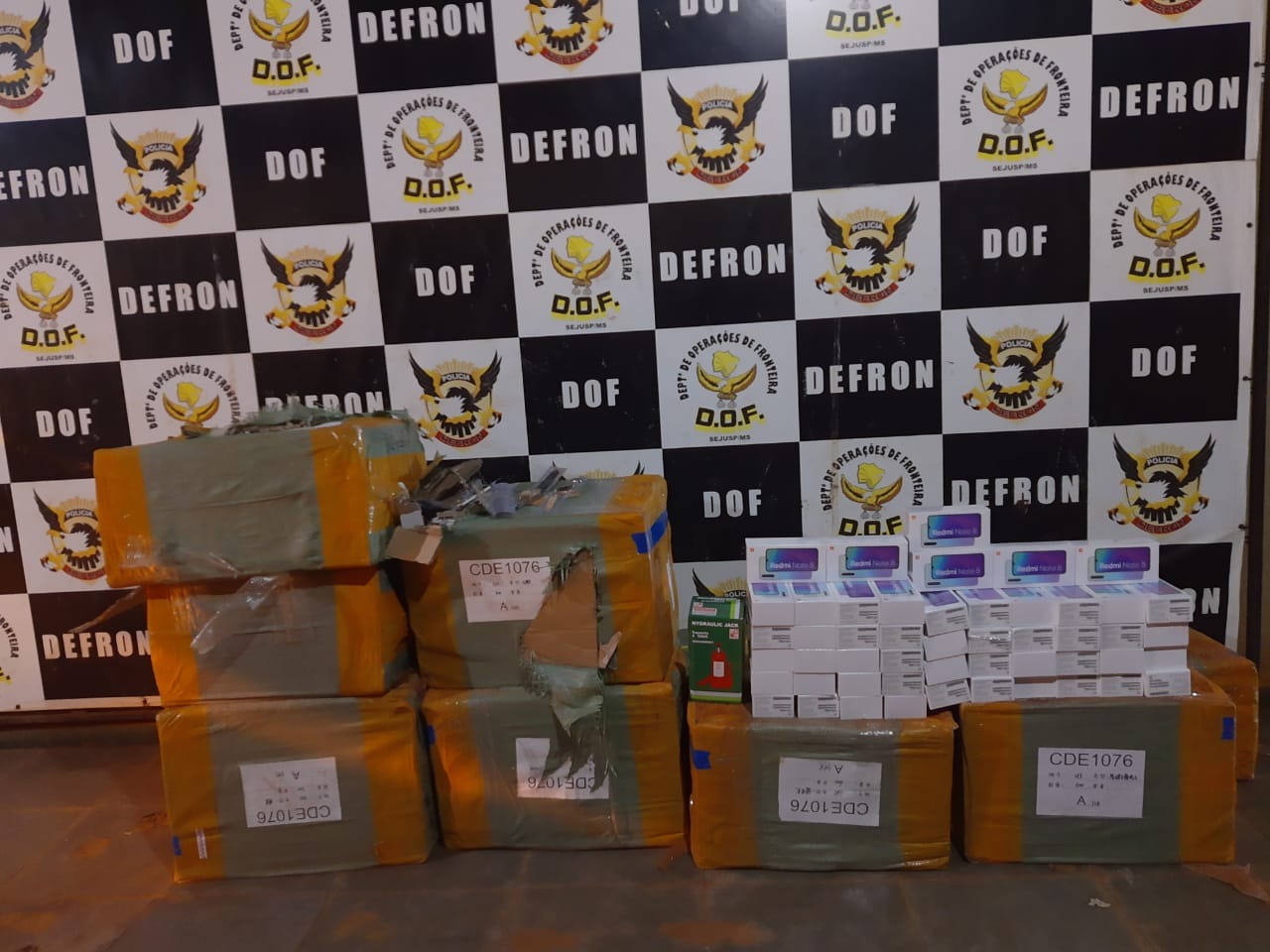 Operação Hórus faz apreensão de Relógios e Celulares em Laguna Carapã (MS). Foto: DOF