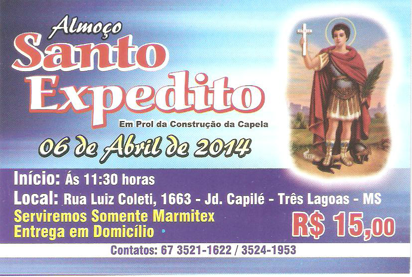 Promove o 3º almoço em prol da construção da Capela Santo Expedito Fotos:Rádio Caçula