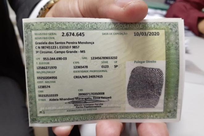 Liberado o novo padrão do documento de identidade. Foto: Correio do Estado.