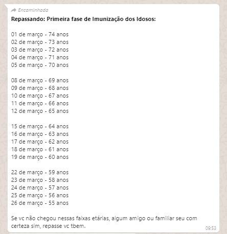 Calendário FAKE de Vacinação