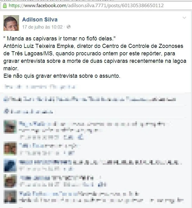 Imagem tirada do facebook de Adilson Silva e têm responsabilidade de imagem total do autor e dono da página pessoal 