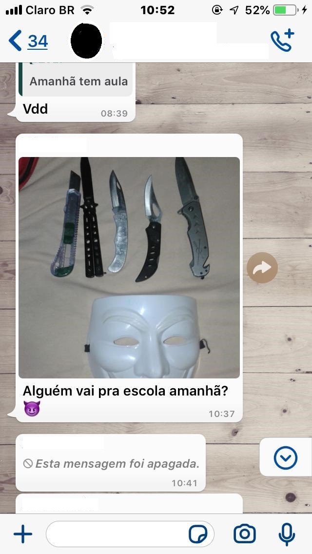 Imagem capturada no grupo de Whatsapp da sala. Foto: Divulgação 2º BPM