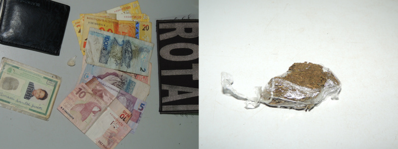 Dinheiro e drogas apreendidas. Foto: Rádio Caçula