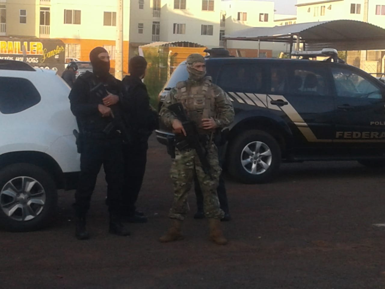 As polícias Civil, Militar e Federal mobilizadas na operação de nome RESPECTUS II Foto: Julia Vasquez/Rádio Caçula