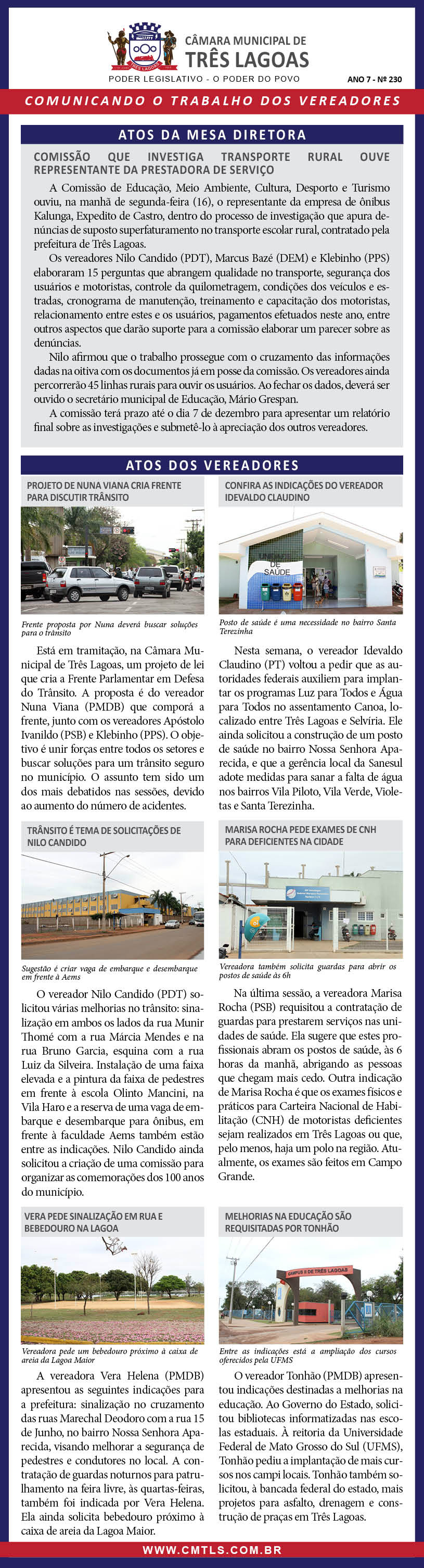 Trabalho dos Vereadores Câmara de Três Lagoas