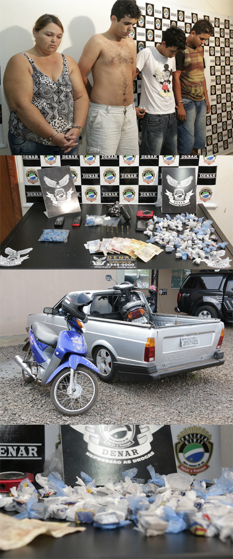 Família do tráfico foipresa e polícia apreendeu carro, moto e drogas