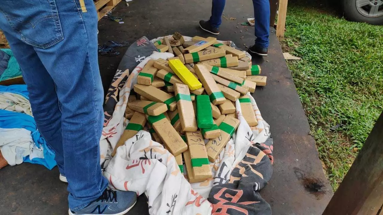 Tabletes de maconha encontrados em depósito nos fundos de igreja (Foto: Adilson Domingos)