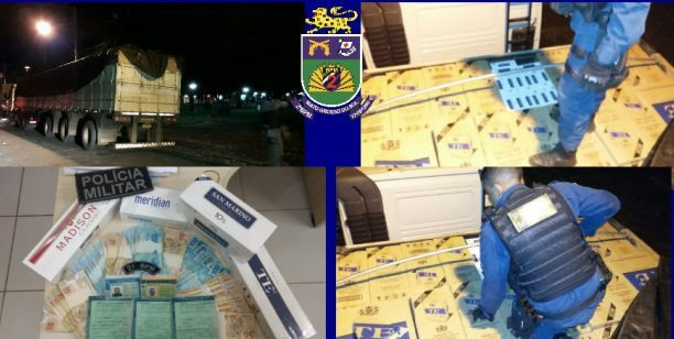 A carga era oriunda do Paraguai e seria levada para Minas Gerais. Foto: Divulgação PM