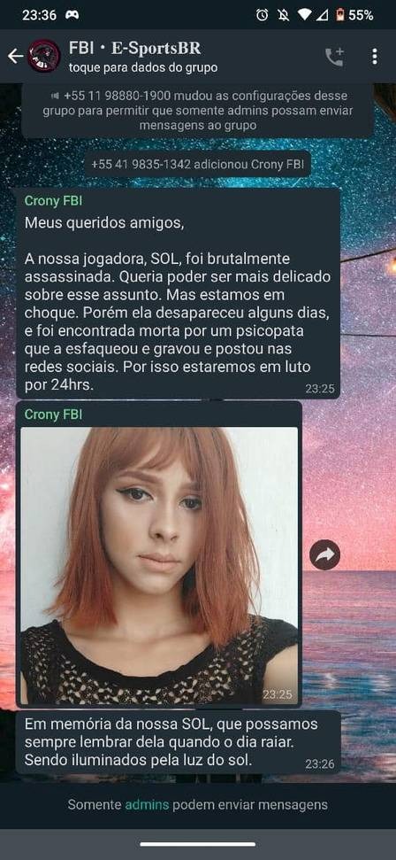Comunidade de jogadores online lamentou morte de Ingrid Foto: Reprodução
