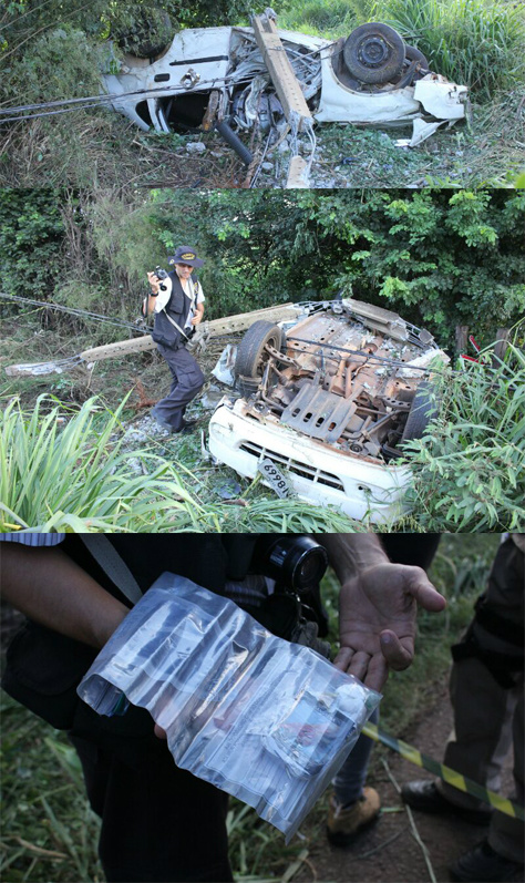 No carro foi encontrada uma embalagem com uma substância análoga a cocaína