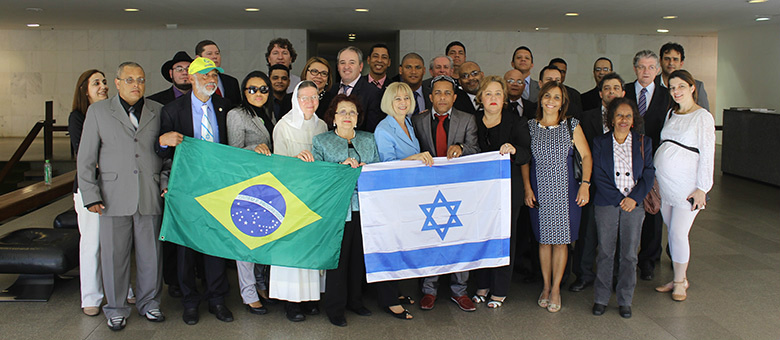 Ato organizado ontem por evangélicos no ItamaratyComunidade Brasil-Israel