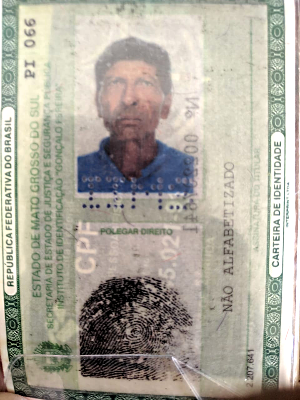 RG do idoso desaparecido. Foto: Divulgação Rádio Caçula