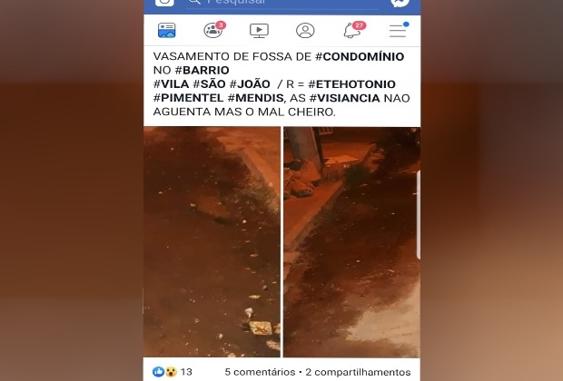 A denúncia foi feita através de uma postagem. Foto: Divulgação Facebook