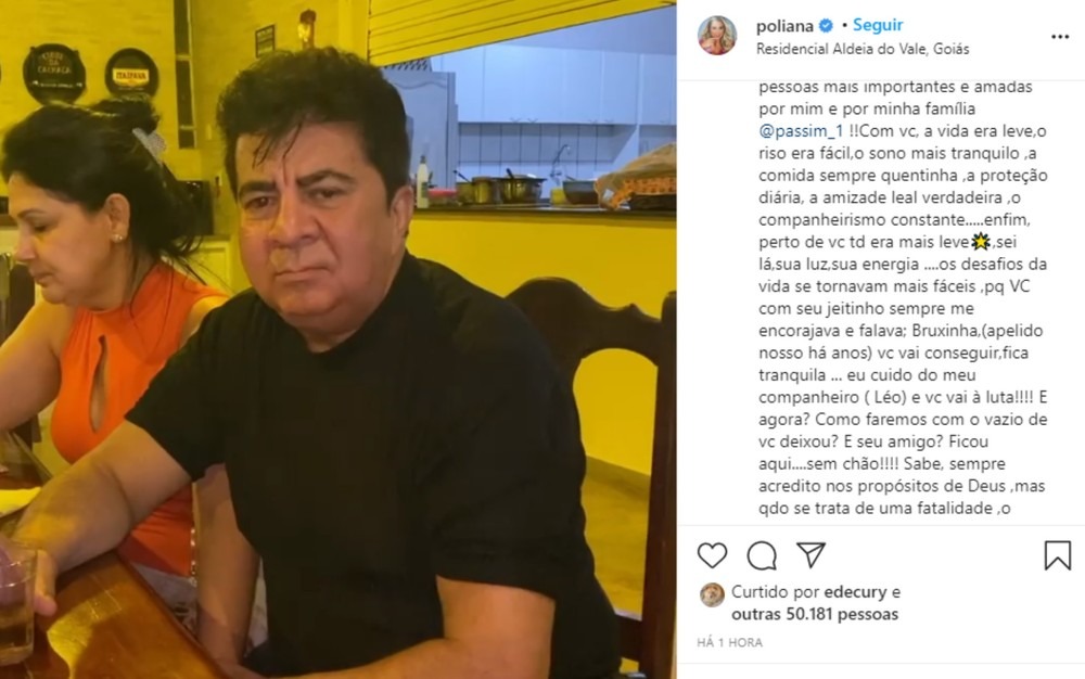 Homenagem de Poliana Rocha a Passim — Foto: Reprodução/Instagram