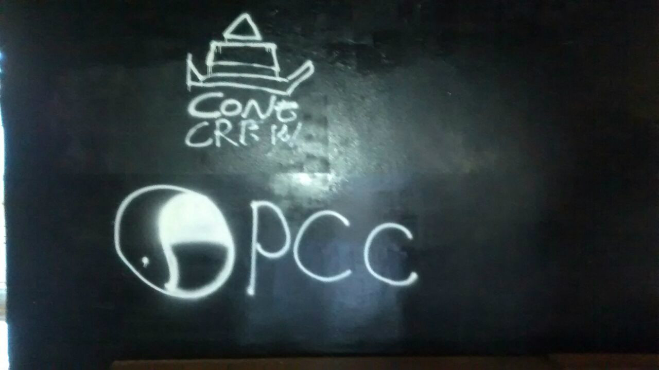 Pichação realizada (Foto Rádio Caçula)