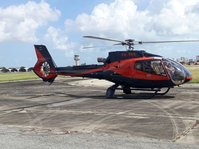Helicóptero que foi utilizado na morte de Gegê do Mangue e de Paca, no Ceará (Foto: Polícia Federal)
